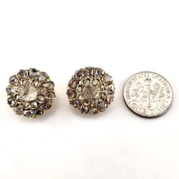 14 Karat Yellow Gold and Rose Cut Diamond Clip-On Earrings #20108 - Picture 6 of 8